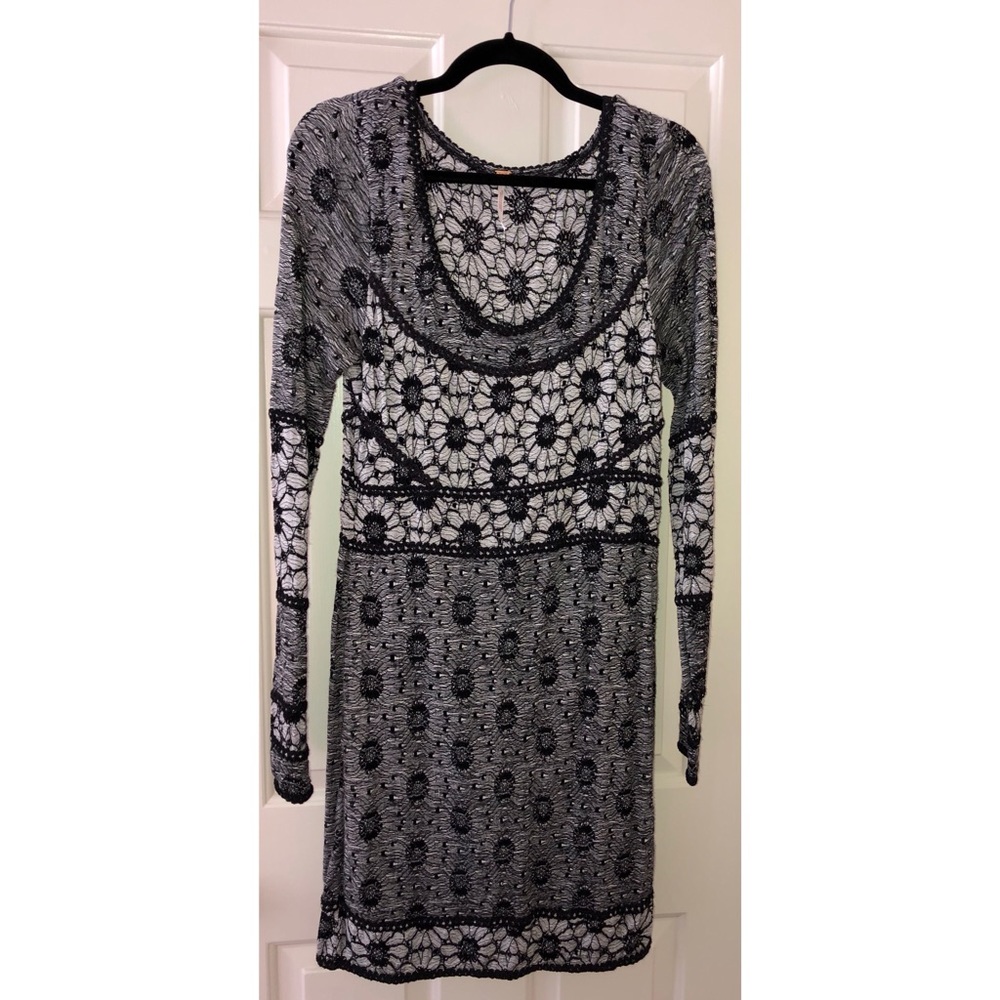 Free People Floral Knit Bodycon Dress - L